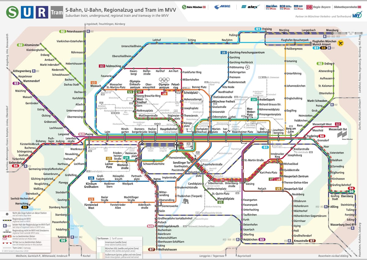ミュンヘンの鉄道駅の地図