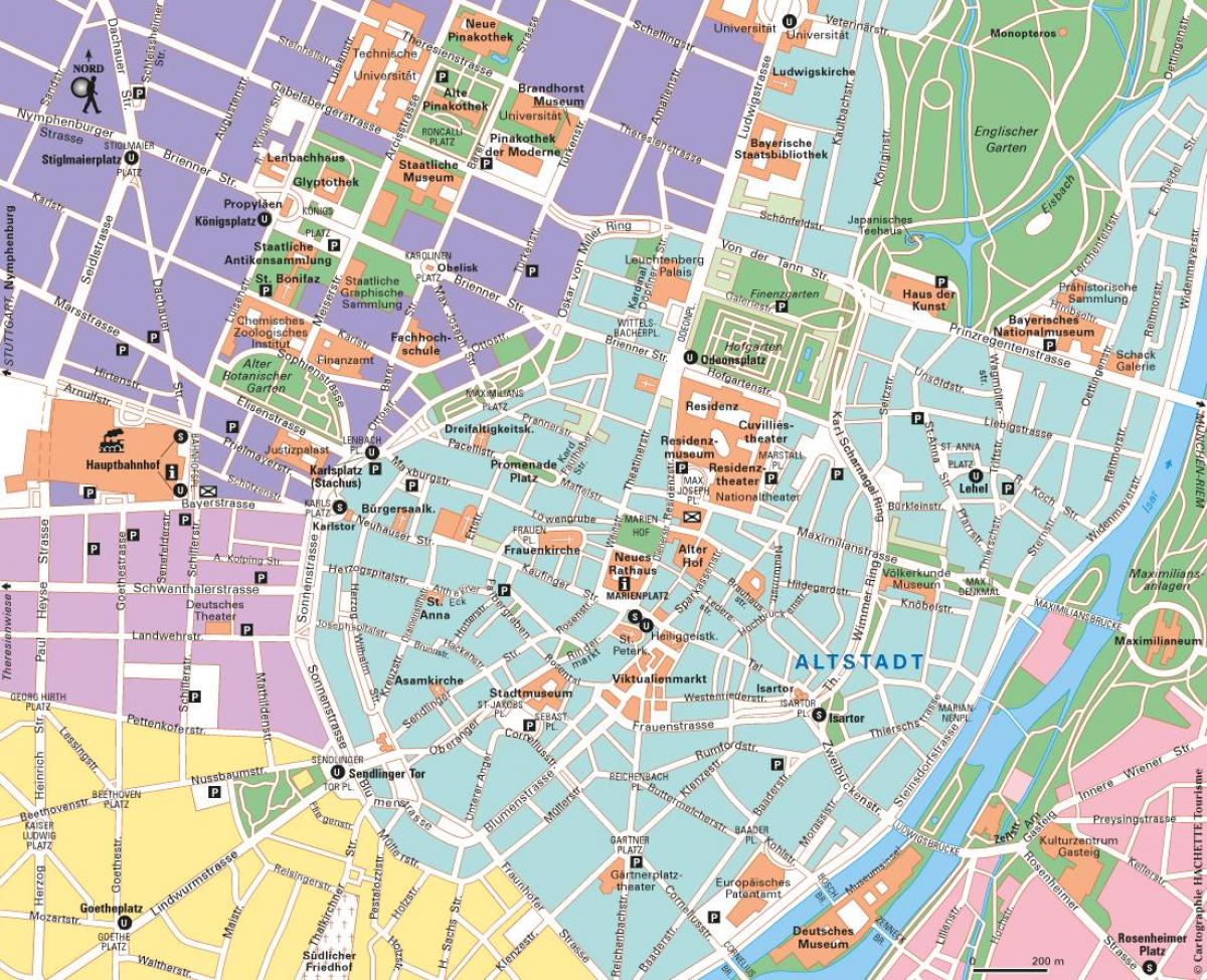 ミュンヘン市内中心部の地図