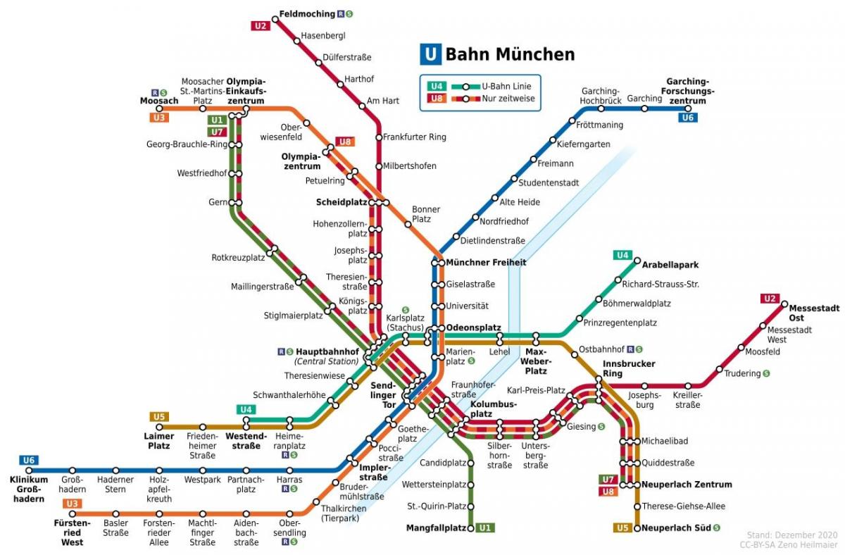 ミュンヘンの地下鉄駅マップ